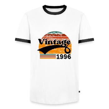 Jahrgang 1996 - Männer Kontrast-T-Shirt - Weiß/Schwarz - Vorne - AI Model Female 172 light (172cm) & AI Model Male 178 dark (178cm)
