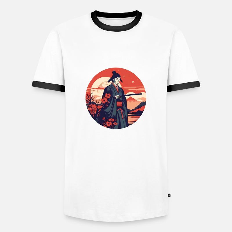 Samurai - Männer Kontrast-T-Shirt - Weiß/Schwarz