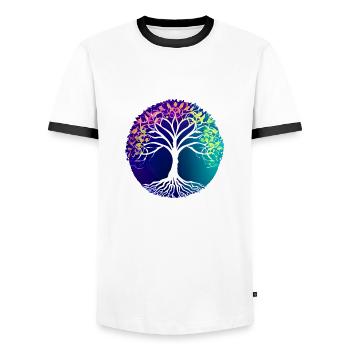 Meditation Baum des Lebens Lebensbaum Yoga - Männer Kontrast-T-Shirt - Weiß/Schwarz - Vorne - AI Model Female 172 light (172cm) & AI Model Male 178 dark (178cm)