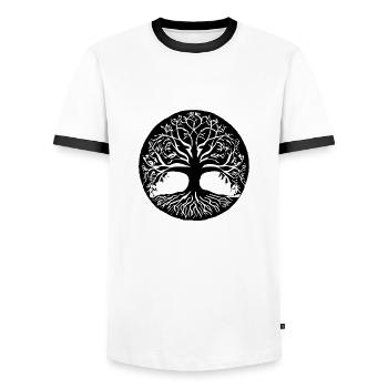 Yoga Tree of Life Meditation Tree of Life - Men's Ringer Shirt - white/black - Front - AI Model Female 172 light (172cm) & AI Model Male 178 dark (178cm)