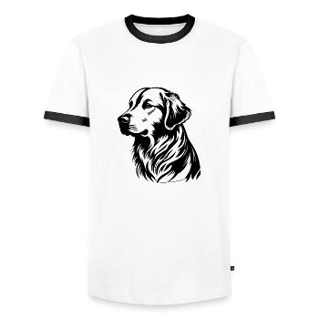 Golden retriever - T-shirt contrasté Homme - blanc/noir - Devant - AI Model Female 172 light (172cm) & AI Model Male 178 dark (178cm)