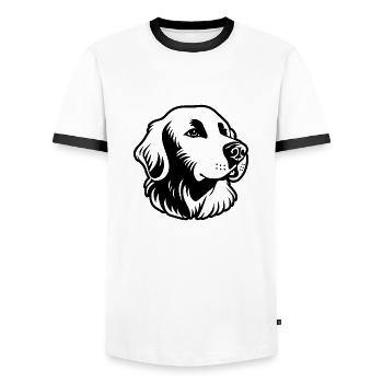 Golden Retriever - Men's Ringer Shirt - white/black - Front - AI Model Female 172 light (172cm) & AI Model Male 178 dark (178cm)
