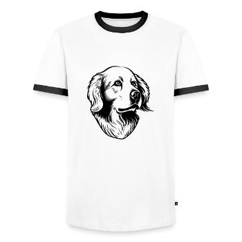 Golden retriever - T-shirt contrasté Homme - blanc/noir - Devant - AI Model Female 172 light (172cm) & AI Model Male 178 dark (178cm)