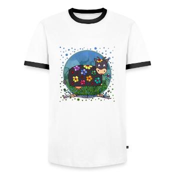 Cow - Men's Ringer Shirt - white/black - Front - AI Model Female 172 light (172cm) & AI Model Male 178 dark (178cm)