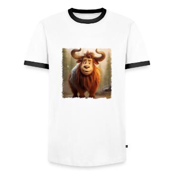 young bison - Men's Ringer Shirt - white/black - Front - AI Model Female 172 light (172cm) & AI Model Male 178 dark (178cm)