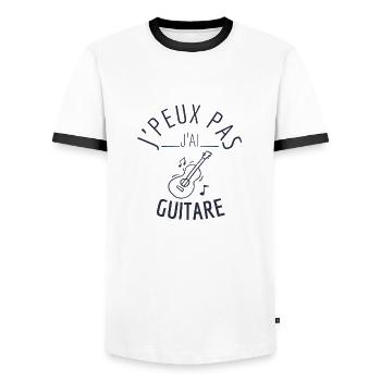 J peux pas j ai guitare - T-shirt contrasté Homme - blanc/noir - Devant - AI Model Female 172 light (172cm) & AI Model Male 178 dark (178cm)