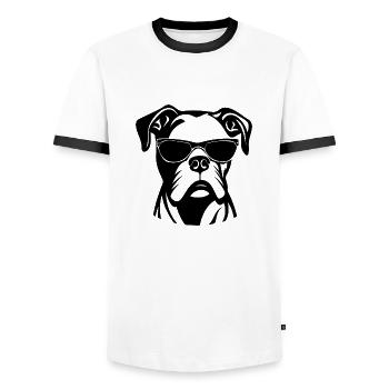 Races de chiens boxers - T-shirt contrasté Homme - blanc/noir - Devant - AI Model Female 172 light (172cm) & AI Model Male 178 dark (178cm)