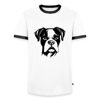 Boxer Dog Dog Breeds - Men's Ringer Shirt - white/black - Front - AI Model Female 172 light (172cm) & AI Model Male 178 dark (178cm)