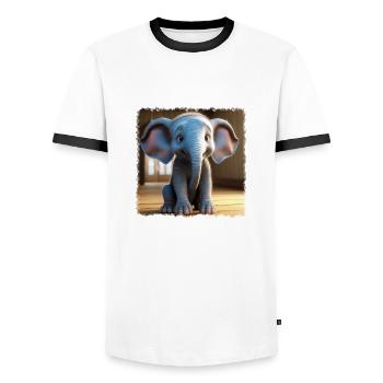 Little cute elephant - Men's Ringer Shirt - white/black - Front - AI Model Female 172 light (172cm) & AI Model Male 178 dark (178cm)