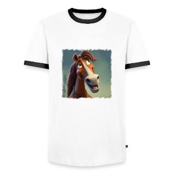 Cooles Pferd - Männer Kontrast-T-Shirt - Weiß/Schwarz - Vorne - AI Model Female 172 light (172cm) & AI Model Male 178 dark (178cm)