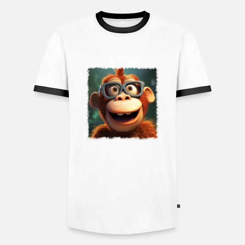 Funny monkey - Men's Ringer Shirt - white/black