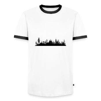 Silhouette de la forêt - T-shirt contrasté Homme - blanc/noir - Devant - AI Model Female 172 light (172cm) & AI Model Male 178 dark (178cm)