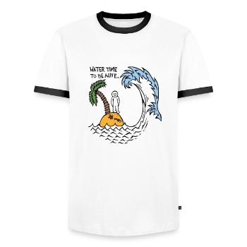 Water Time To Be Alive - Men's Ringer Shirt - white/black - Front - AI Model Female 172 light (172cm) & AI Model Male 178 dark (178cm)