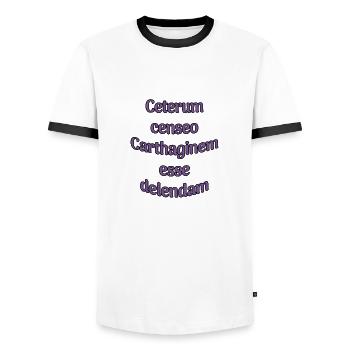 Ceterum censeo Carthaginem esse delendam - Männer Kontrast-T-Shirt - Weiß/Schwarz - Vorne - AI Model Female 172 light (172cm) & AI Model Male 178 dark (178cm)