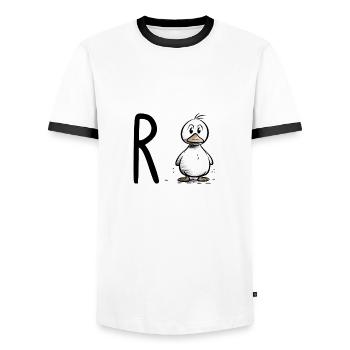 Rente Ente - Männer Kontrast-T-Shirt - Weiß/Schwarz - Vorne - AI Model Female 172 light (172cm) & AI Model Male 178 dark (178cm)