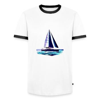 voilier voilier voilier voilier voilier voilier - T-shirt contrasté Homme - blanc/noir - Devant - AI Model Female 172 light (172cm) & AI Model Male 178 dark (178cm)