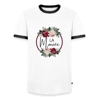 la mariée floral - T-shirt contrasté Homme - blanc/noir - Devant - AI Model Female 172 light (172cm) & AI Model Male 178 dark (178cm)