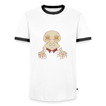 BUHRUF - Männer Kontrast-T-Shirt - Weiß/Schwarz - Vorne - AI Model Female 172 light (172cm) & AI Model Male 178 dark (178cm)