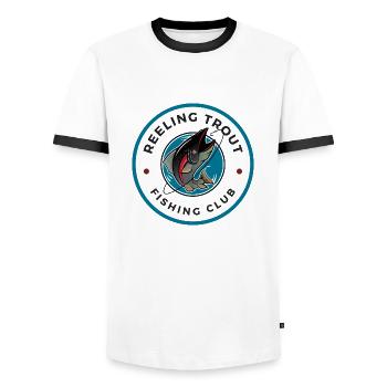 Pêche - T-shirt contrasté Homme - blanc/noir - Devant - AI Model Female 172 light (172cm) & AI Model Male 178 dark (178cm)