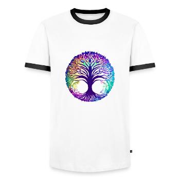 Lebensbaum Yoga Meditation Baum des Lebens - Männer Kontrast-T-Shirt - Weiß/Schwarz - Vorne - AI Model Female 172 light (172cm) & AI Model Male 178 dark (178cm)