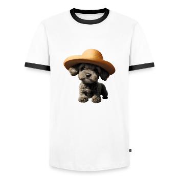 Caniche Dog Propriétaire Caniche Chiot Chien Amour Chien Chiot - T-shirt contrasté Homme - blanc/noir - Devant - AI Model Female 172 light (172cm) & AI Model Male 178 dark (178cm)