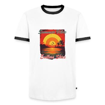 Summer Vibes endless Skies - Männer Kontrast-T-Shirt - Weiß/Schwarz - Vorne - AI Model Female 172 light (172cm) & AI Model Male 178 dark (178cm)