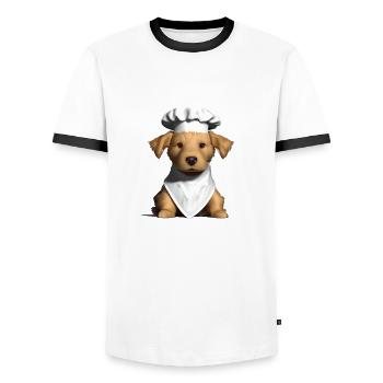 Golden Retriever Cooking Puppy Dogs Gastronom - Men's Ringer Shirt - white/black - Front - AI Model Female 172 light (172cm) & AI Model Male 178 dark (178cm)