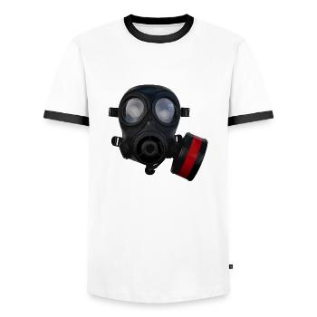 S10 Gasmaske - Männer Kontrast-T-Shirt - Weiß/Schwarz - Vorne - AI Model Female 172 light (172cm) & AI Model Male 178 dark (178cm)