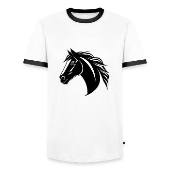 Horse Horse Head Pony - Men's Ringer Shirt - white/black - Front - AI Model Female 172 light (172cm) & AI Model Male 178 dark (178cm)