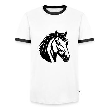 Horse Horse Head Pony - Men's Ringer Shirt - white/black - Front - AI Model Female 172 light (172cm) & AI Model Male 178 dark (178cm)