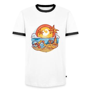 Spiele am Meer - Männer Kontrast-T-Shirt - Weiß/Schwarz - Vorne - AI Model Female 172 light (172cm) & AI Model Male 178 dark (178cm)