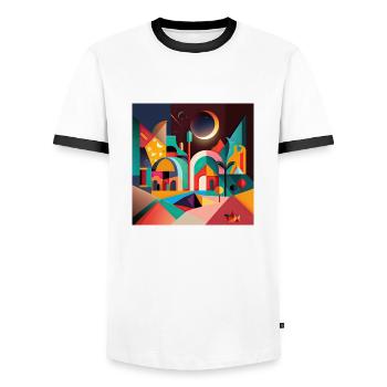 The Bauhaus Legacy - Men's Ringer Shirt - white/black - Front - AI Model Female 172 light (172cm) & AI Model Male 178 dark (178cm)
