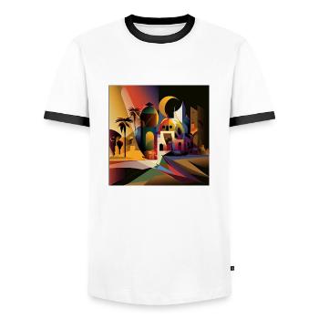 The Bauhaus Legacy - Men's Ringer Shirt - white/black - Front - AI Model Female 172 light (172cm) & AI Model Male 178 dark (178cm)