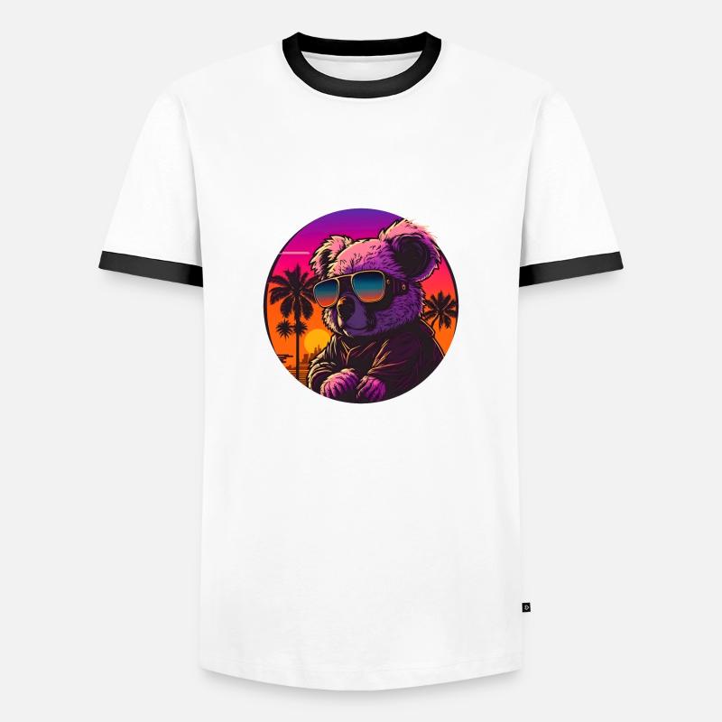 Synthwave Koala Sunset - Männer Kontrast-T-Shirt - Weiß/Schwarz