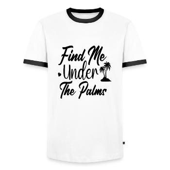 Find Me Under The Palms - Men's Ringer Shirt - white/black - Front - AI Model Female 172 light (172cm) & AI Model Male 178 dark (178cm)