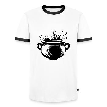 Cauldron Magical Witch Halloween - Men's Ringer Shirt - white/black - Front - AI Model Female 172 light (172cm) & AI Model Male 178 dark (178cm)