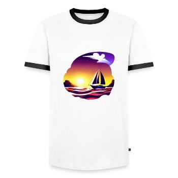 Sailing Ship Sailing Sailboat Sailing Sailing Sailor - Men's Ringer Shirt - white/black - Front - AI Model Female 172 light (172cm) & AI Model Male 178 dark (178cm)