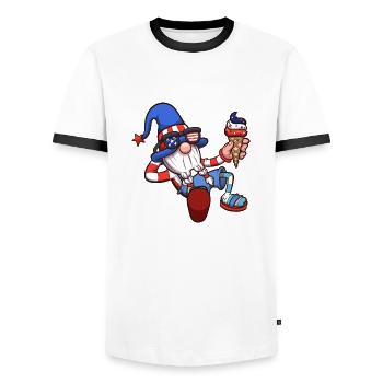4. Juli Zwerg mit Eis - Männer Kontrast-T-Shirt - Weiß/Schwarz - Vorne - AI Model Female 172 light (172cm) & AI Model Male 178 dark (178cm)
