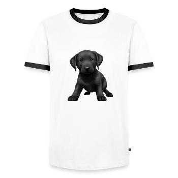 Labrador owner puppy Labrador Retriever - Men's Ringer Shirt - white/black - Front - AI Model Female 172 light (172cm) & AI Model Male 178 dark (178cm)