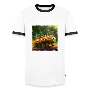 cute caterpillar - Men's Ringer Shirt - white/black - Front - AI Model Female 172 light (172cm) & AI Model Male 178 dark (178cm)