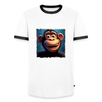 lustiger Affe - Männer Kontrast-T-Shirt - Weiß/Schwarz - Vorne - AI Model Female 172 light (172cm) & AI Model Male 178 dark (178cm)
