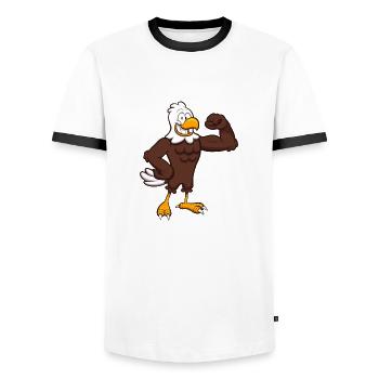 Caractère d’aigle fort - T-shirt contrasté Homme - blanc/noir - Devant - AI Model Female 172 light (172cm) & AI Model Male 178 dark (178cm)