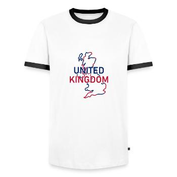 Map of United Kingdom - Men's Ringer Shirt - white/black - Front - AI Model Female 172 light (172cm) & AI Model Male 178 dark (178cm)