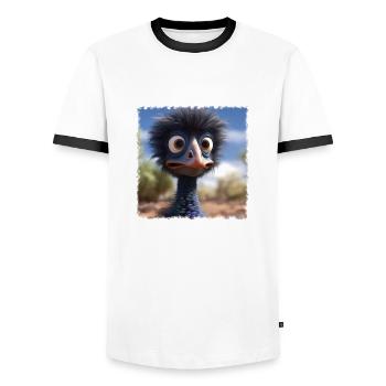fou émeu - T-shirt contrasté Homme - blanc/noir - Devant - AI Model Female 172 light (172cm) & AI Model Male 178 dark (178cm)
