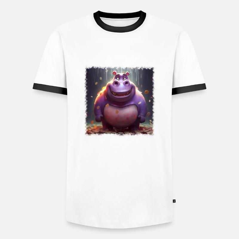 cute hippo - Men's Ringer Shirt - white/black