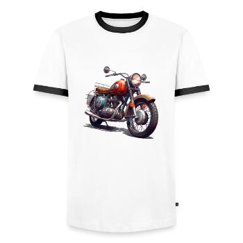 Motorrad Fahren ist ein Lebensgefühl - Männer Kontrast-T-Shirt - Weiß/Schwarz - Vorne - AI Model Female 172 light (172cm) & AI Model Male 178 dark (178cm)
