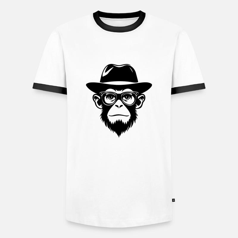 Monkey Monkey Monkey Face Jungle - Men's Ringer Shirt - white/black