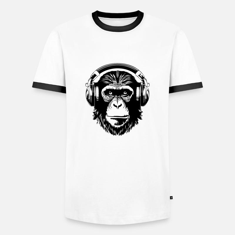 Monkey Monkey Monkey Face Jungle - Men's Ringer Shirt - white/black