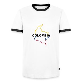 Carte de la Colombie - T-shirt contrasté Homme - blanc/noir - Devant - AI Model Female 172 light (172cm) & AI Model Male 178 dark (178cm)