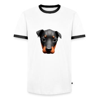 Doberman Trainer Doberman Dog Doberman Puppy - Men's Ringer Shirt - white/black - Front - AI Model Female 172 light (172cm) & AI Model Male 178 dark (178cm)
